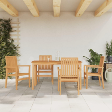 vidaXL 5 részes tömör tíkfa kerti étkezőgarnitúra kerti bútor
