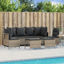 vidaXL 5 részes világosszürke polyrattan kerti ülőgarnitúra párnákkal kerti bútor