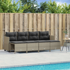 vidaXL 5 részes világosszürke polyrattan kerti ülőgarnitúra párnákkal kerti bútor