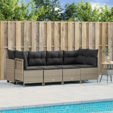 vidaXL 5 részes világosszürke polyrattan kerti ülőgarnitúra párnákkal kerti bútor