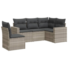 vidaXL 5 részes világosszürke polyrattan kerti ülőgarnitúra párnákkal kerti bútor