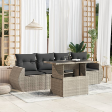 vidaXL 5 részes világosszürke polyrattan kerti ülőgarnitúra párnákkal kerti bútor