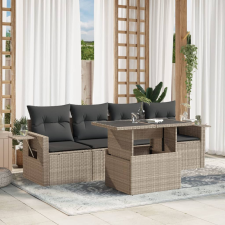 vidaXL 5 részes világosszürke polyrattan kerti ülőgarnitúra párnákkal kerti bútor
