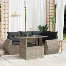 vidaXL 5 részes világosszürke polyrattan kerti ülőgarnitúra párnákkal kerti bútor