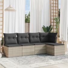 vidaXL 5 részes világosszürke polyrattan kerti ülőgarnitúra párnákkal kerti bútor