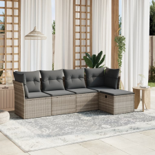 vidaXL 5 részes világosszürke polyrattan kerti ülőgarnitúra párnákkal kerti bútor