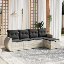 vidaXL 5 részes világosszürke polyrattan kerti ülőgarnitúra párnákkal kerti bútor