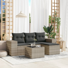 vidaXL 5 részes világosszürke polyrattan kerti ülőgarnitúra párnákkal kerti bútor