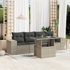 vidaXL 5 részes világosszürke polyrattan kerti ülőgarnitúra párnákkal kerti bútor