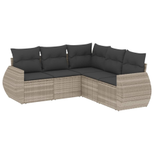 vidaXL 5 részes világosszürke polyrattan kerti ülőgarnitúra párnákkal (3221351) kerti bútor