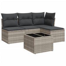 vidaXL 5 részes világosszürke polyrattan kerti ülőgarnitúra párnákkal (3249351) kerti bútor
