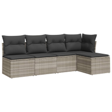 vidaXL 5 részes világosszürke polyrattan kerti ülőgarnitúra párnákkal (3249361) kerti bútor