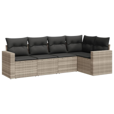 vidaXL 5 részes világosszürke polyrattan kerti ülőgarnitúra párnákkal (3251269) kerti bútor