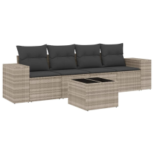 vidaXL 5 részes világosszürke polyrattan kerti ülőgarnitúra párnákkal (3254629) kerti bútor
