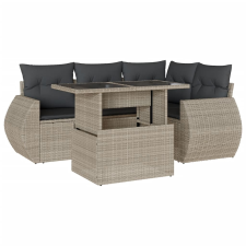 vidaXL 5 részes világosszürke polyrattan kerti ülőgarnitúra párnákkal (3268512) kerti bútor