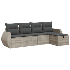 vidaXL 5 részes világosszürke polyrattan kerti ülőgarnitúra párnákkal (3325568) kerti bútor