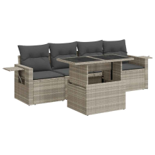 vidaXL 5 részes világosszürke polyrattan kerti ülőgarnitúra párnákkal (3326403) kerti bútor