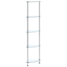 vidaXL 5 szintes átlátszó edzett üveg polc 30 x 30 x 130 cm bútor