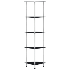 vidaXL 5-szintes fekete edzett üveg polc 30 x 30 x 130 cm bútor
