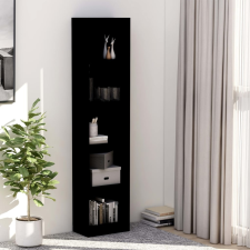 vidaXL 5-szintes fekete forgácslap könyvszekrény 40 x 24 x 175 cm bútor