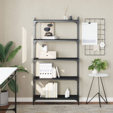 vidaXL 5 szintes fekete szerelt fa könyvespolc 80 x 30 x 154 cm bútor