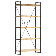 vidaXL 5-szintes tömör mangófa könyvespolc 90 x 30 x 180 cm bútor