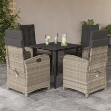 vidaXL 5részes világosszürke polyrattan kerti étkezőgarnitúra párnával kerti bútor