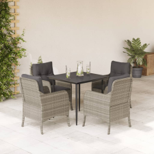 vidaXL 5részes világosszürke polyrattan kerti étkezőgarnitúra párnával kerti bútor