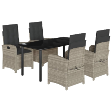 vidaXL 5részes világosszürke polyrattan kerti étkezőgarnitúra párnával (3212424) kerti bútor
