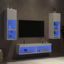 vidaXL 6 darab fehér szerelt fa fali TV-bútor LED-del bútor