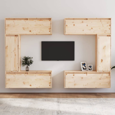 vidaXL 6 darab tömör fenyőfa TV-szekrény bútor