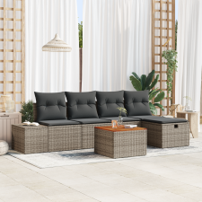 vidaXL 6 darabos Kerti Kanapé Szett Párnákkal Szürke Poly Rattan kerti bútor