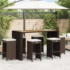 vidaXL 6 db barna polyrattan kerti bárszék párnával kerti bútor
