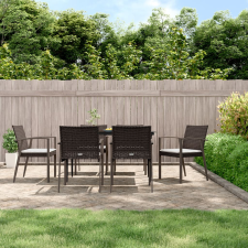 vidaXL 6 db barna polyrattan kerti szék párnával 56,5x57x83 cm kerti bútor