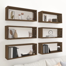 vidaXL 6 db barna tölgy színű szerelt fa fali kockapolc 60x15x23 cm bútor