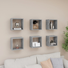 vidaXL 6 db betonszürke fali kockapolc 26 x 15 x 26 cm bútor