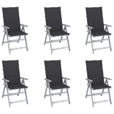 vidaXL 6 db dönthető tömör akácfa kerti szék párnával kerti bútor