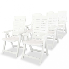 vidaXL 6 db fehér dönthető műanyag kerti szék kerti bútor