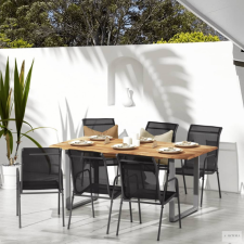 vidaXL 6 db fekete acél és textilén kerti szék kerti bútor