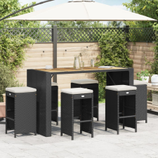 vidaXL 6 db fekete polyrattan kerti bárszék párnával kerti bútor