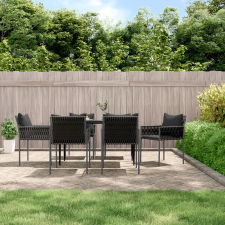 vidaXL 6 db fekete polyrattan kerti szék párnával 54x61x83 cm kerti bútor