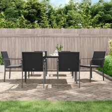 vidaXL 6 db fekete polyrattan kerti szék párnával 56x59x84 cm kerti bútor