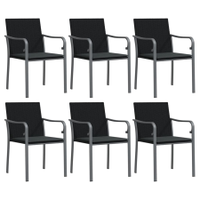 vidaXL 6 db fekete polyrattan kerti szék párnával 56x59x84 cm (3187076) kerti bútor