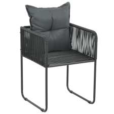 vidaXL 6 db fekete polyrattan kültéri szék párnával (313108) kerti bútor