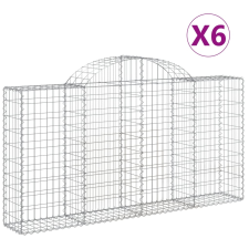 vidaXL 6 db íves horganyzott vas gabion kosár 200x30x100/120 cm (3146114) kerti tárolás