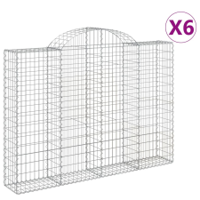 vidaXL 6 db íves horganyzott vas gabion kosár 200x30x140/160 cm (3146156) kerti tárolás