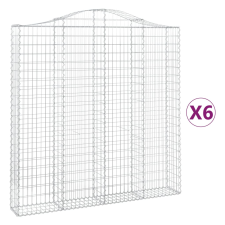 vidaXL 6 db íves horganyzott vas gabion kosár 200x30x200/220 cm (3145539) kerti tárolás