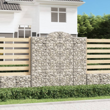 vidaXL 6 db íves horganyzott vas gabion kosár 200x50x200/220 cm kerti dekoráció