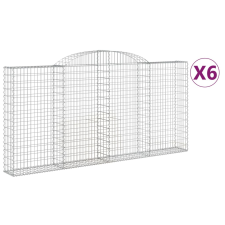 vidaXL 6 db íves horganyzott vas gabion kosár 300x30x140/160 cm (3146561) kerti tárolás