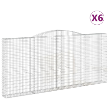 vidaXL 6 db íves horganyzott vas gabion kosár 400x30x180/200 cm (3146922) kerti tárolás